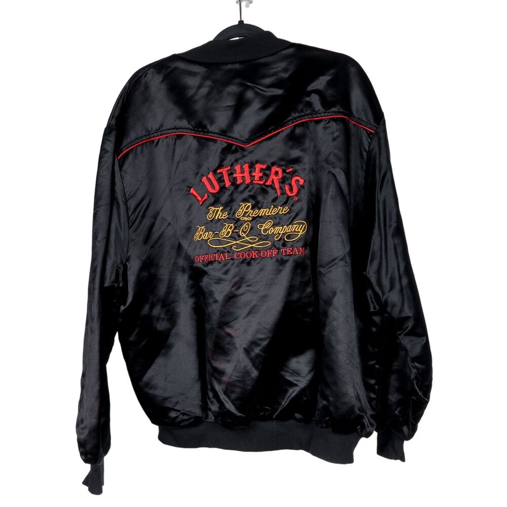 Luthers BARBQ Cook Off Team Bomber Jacket 2XL Texas Barbeque BBQ Satin Western - Picture 2 of 11